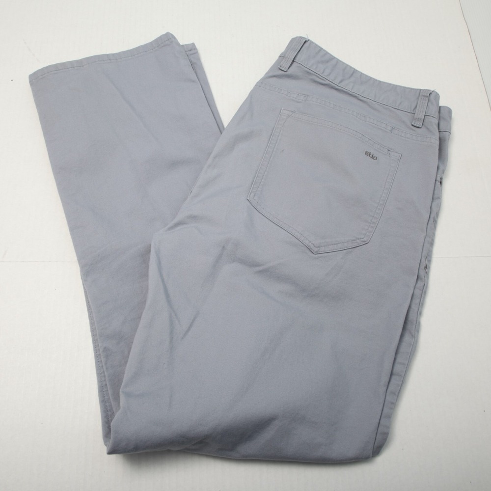Stio Pants Mens 40R Actual 40x32 Gray Rivet Canvas 5 Pocket Straight Leg Stretch